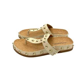 NEW Kelsi Dagger Brooklyn studded slide on sandals Size 7.5 creamy white‎
